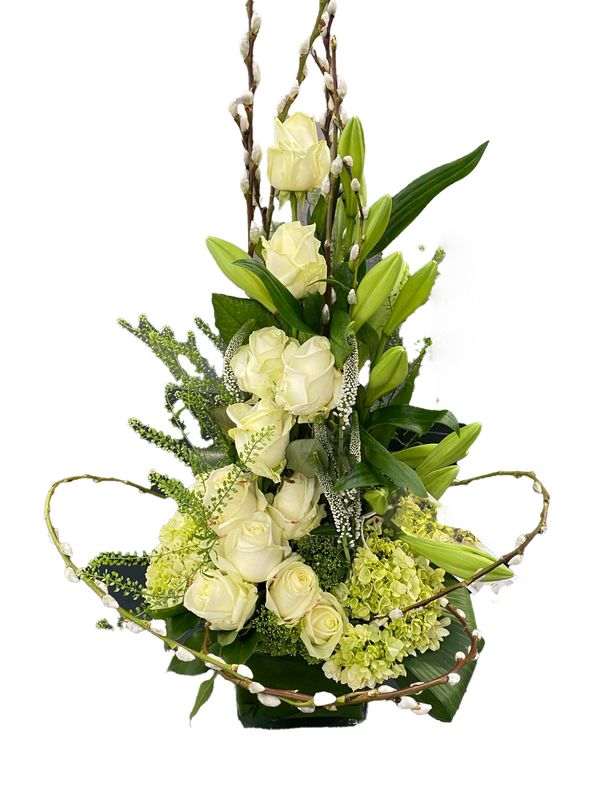 Verticaal hoog bloemstuk (vanaf 50cm)