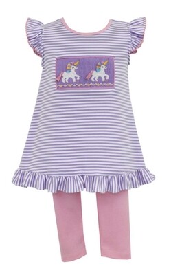 Unicorn Lilac Knit Stripe Tunic Set