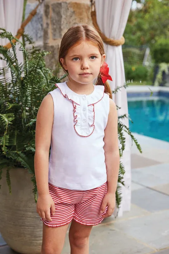 Ruffled Henley Red