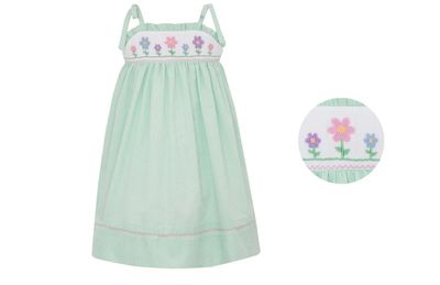Green Gingham Flower Sundress