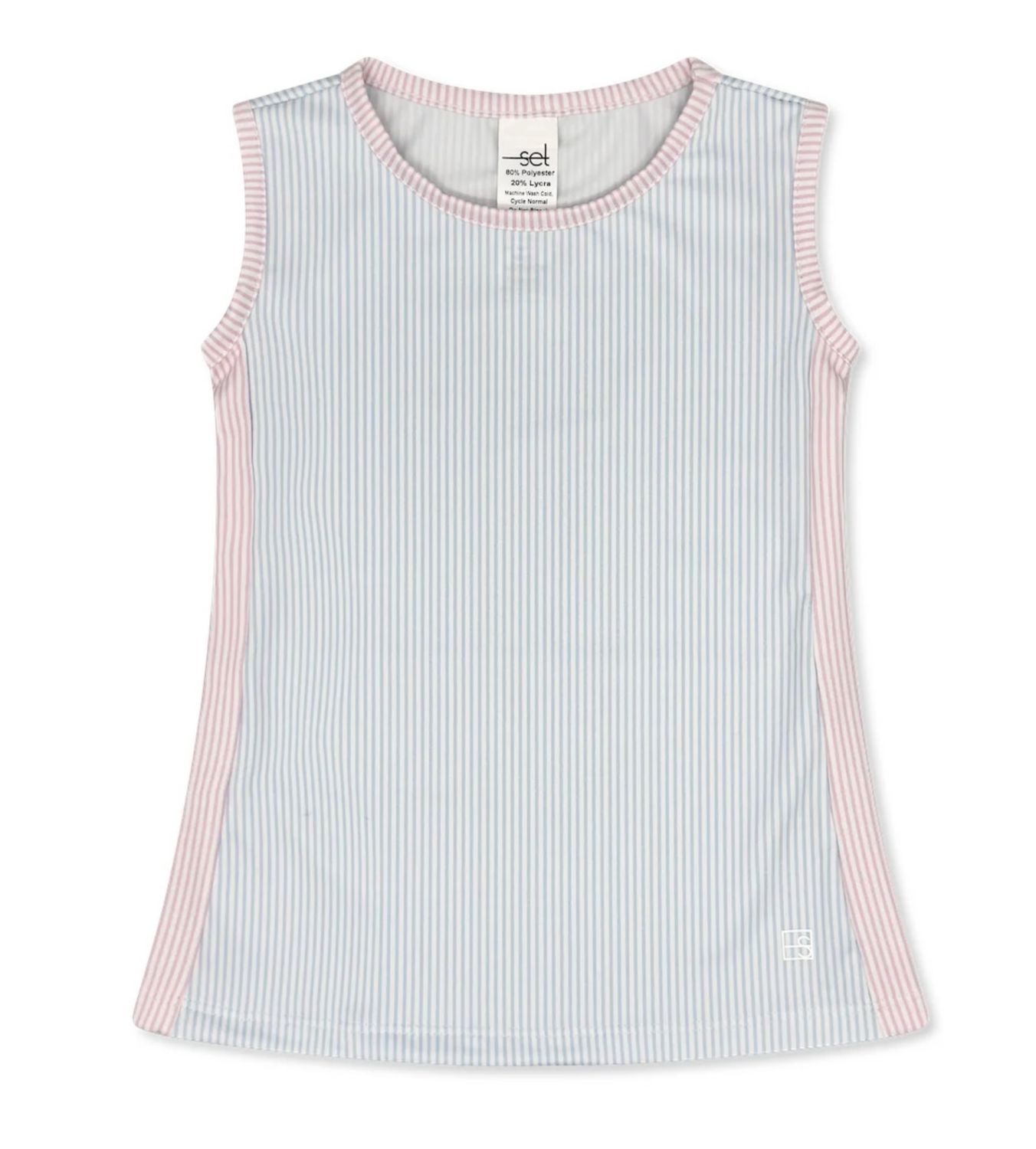 Maddy Tank Blue/Pink Mini Stripe