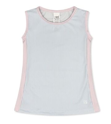 Maddy Tank Blue/Pink Mini Stripe