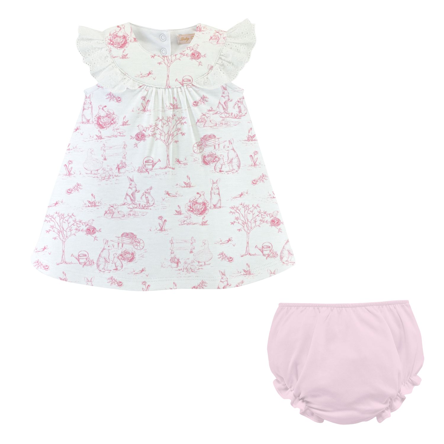 Printed Dress W/ Ruffled Lace