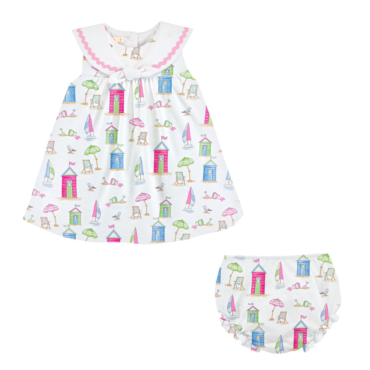 Printed Dress W/Sailor Collar
