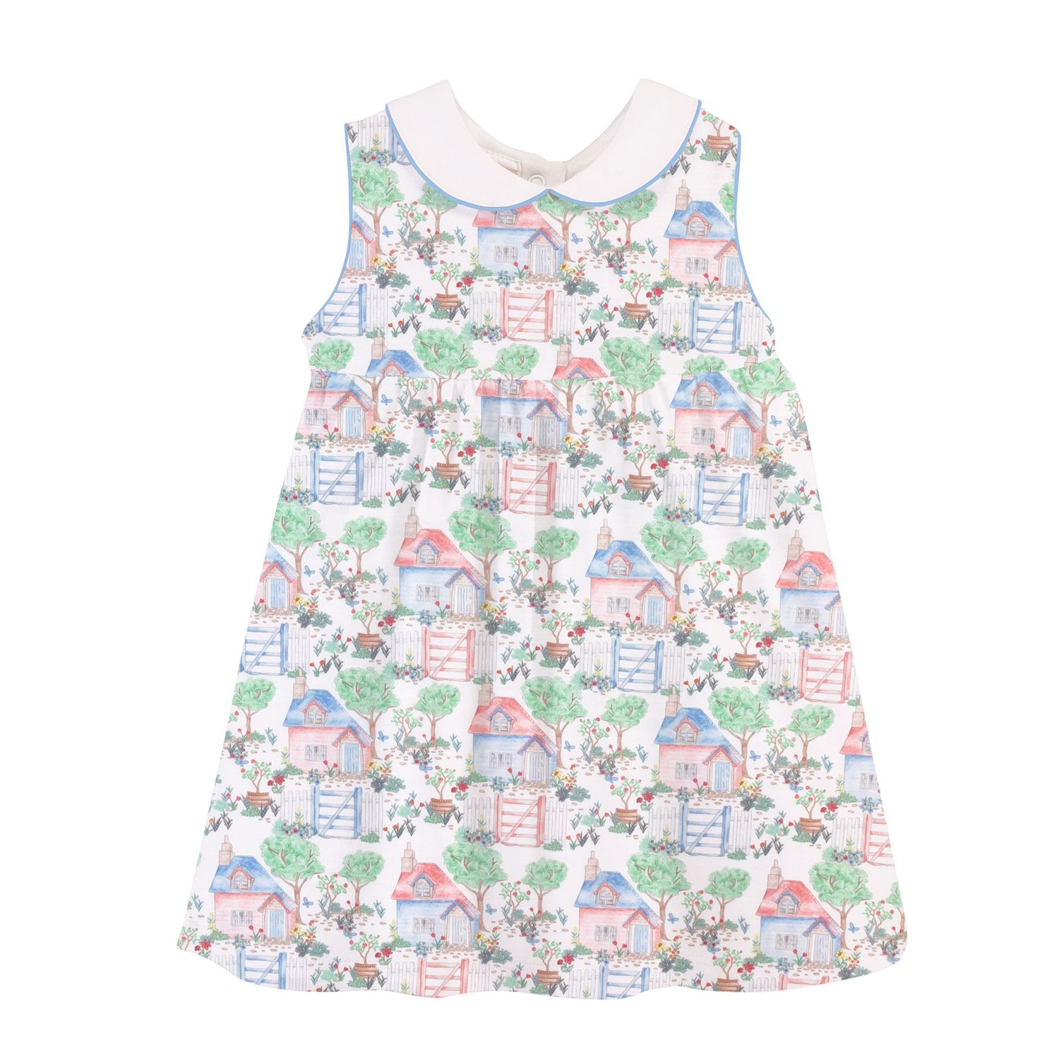 Baby Printed Dress W/ Rd Collar