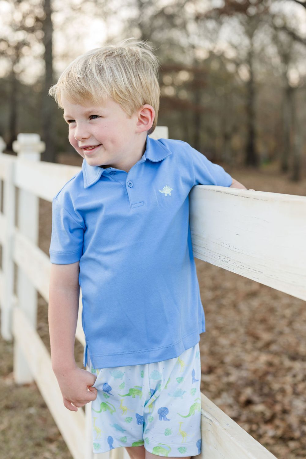 Dinosaur Emb Blue Polo