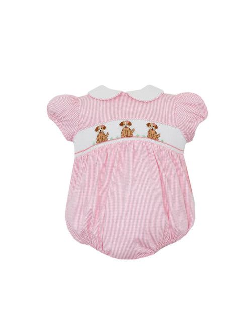Puppies Pink Check Girls Bubble