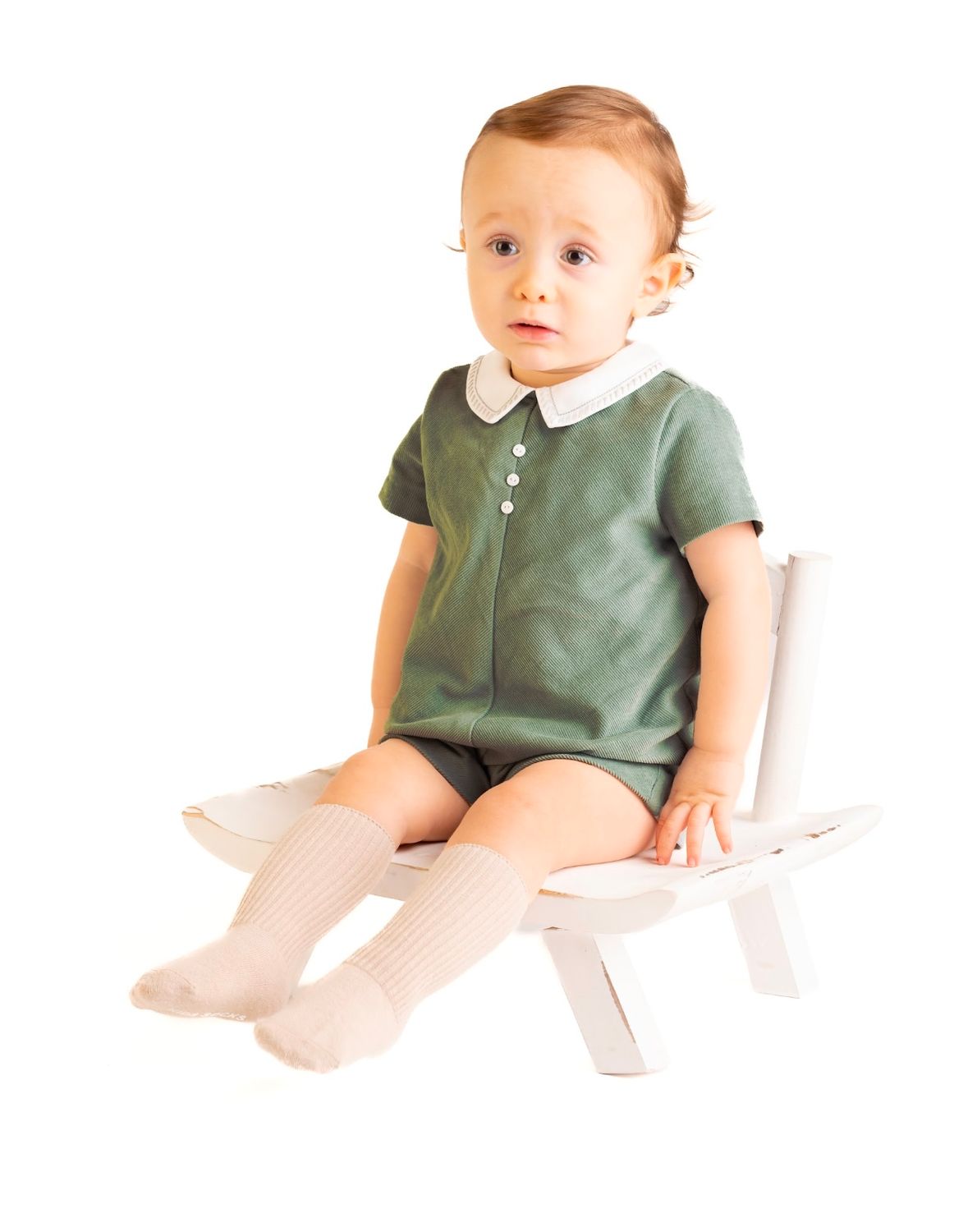 Cozy Green Cord Romper