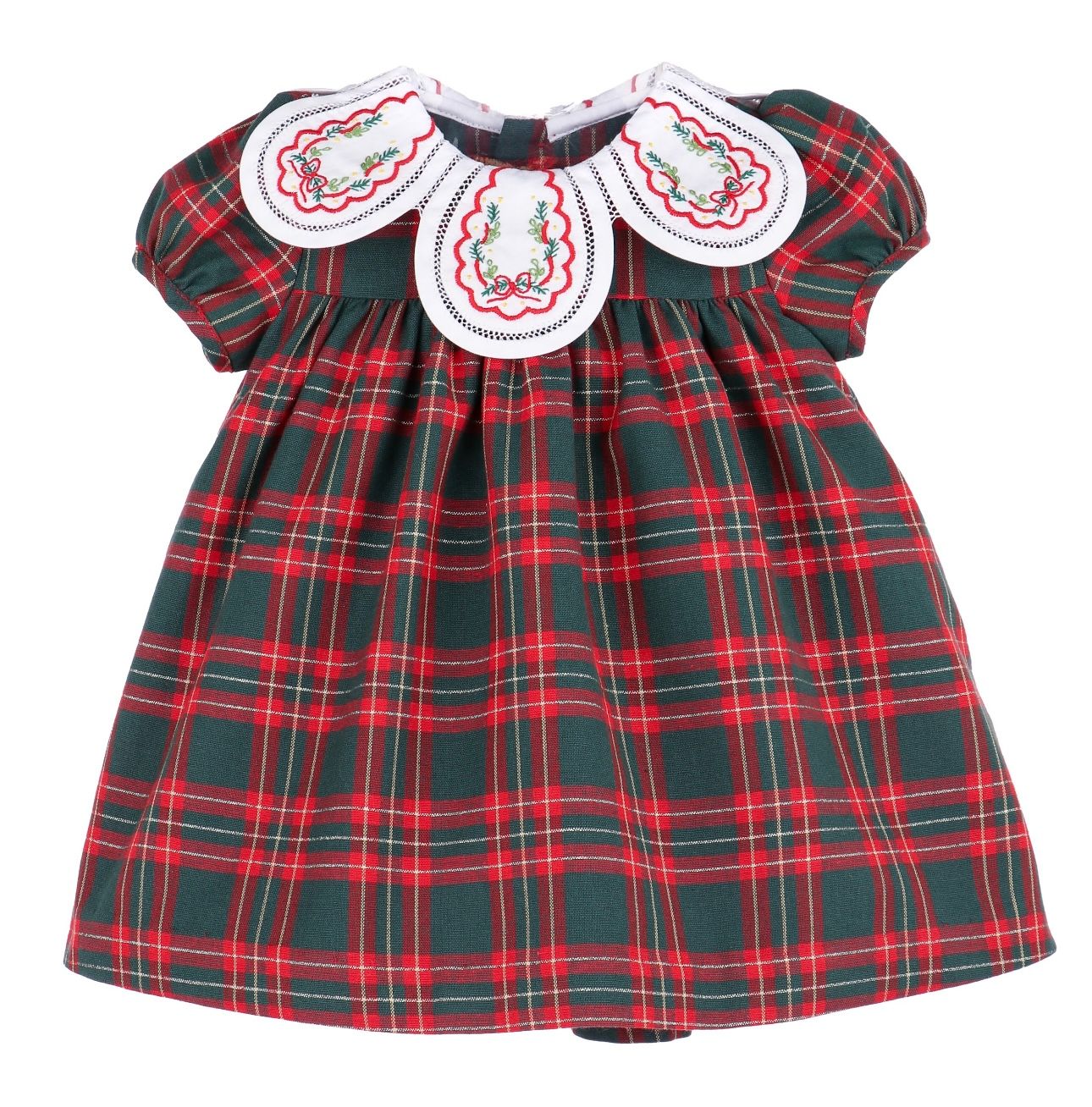 Green Holiday Plaid Petal Float Dress