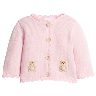 Pink Teddy Bear Crochet Cardigan