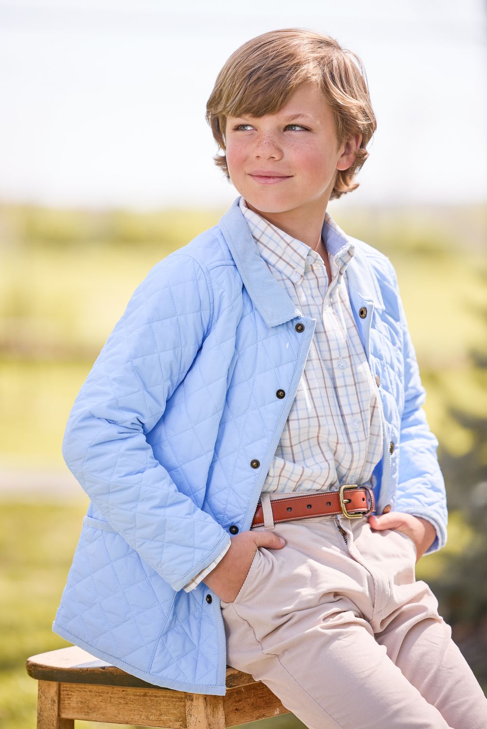 Classic Quilted Jacket-Light Blue