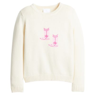 Intarsia Sweater-Pink Cowboy Boots