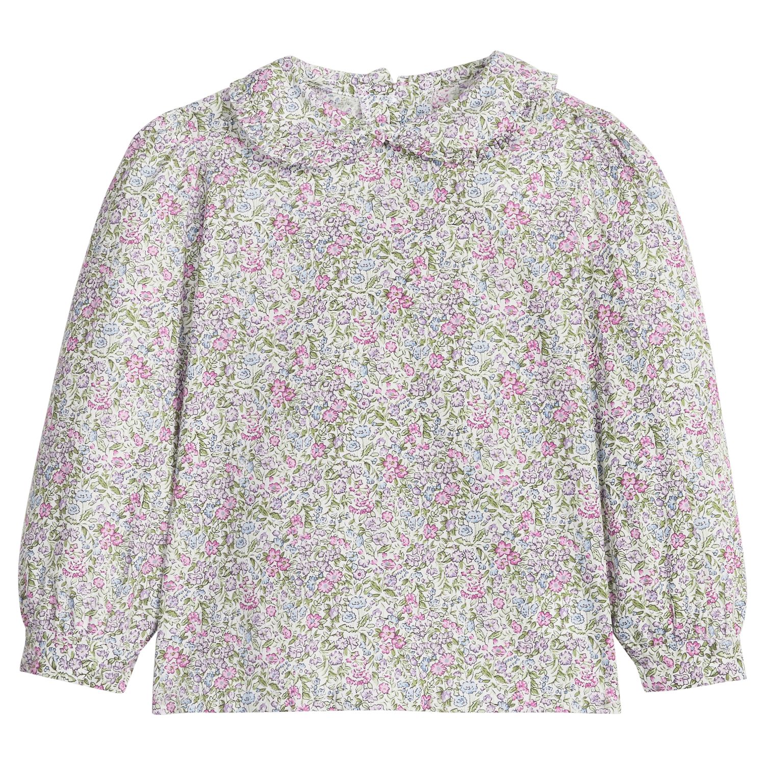 Ruffled Peter Pan Blouse-Lavender Gables Floral