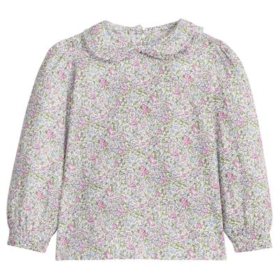 Ruffled Peter Pan Blouse-Lavender Gables Floral
