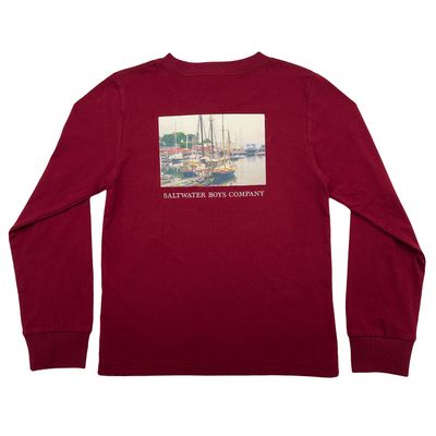 Maroon Harbor Boats LS Tee