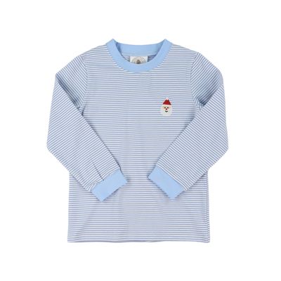 Lt Blue Santa Crew LS Tee