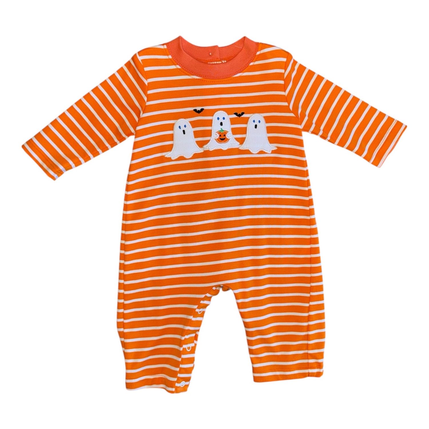 Orange Knit Ghost LS Romper