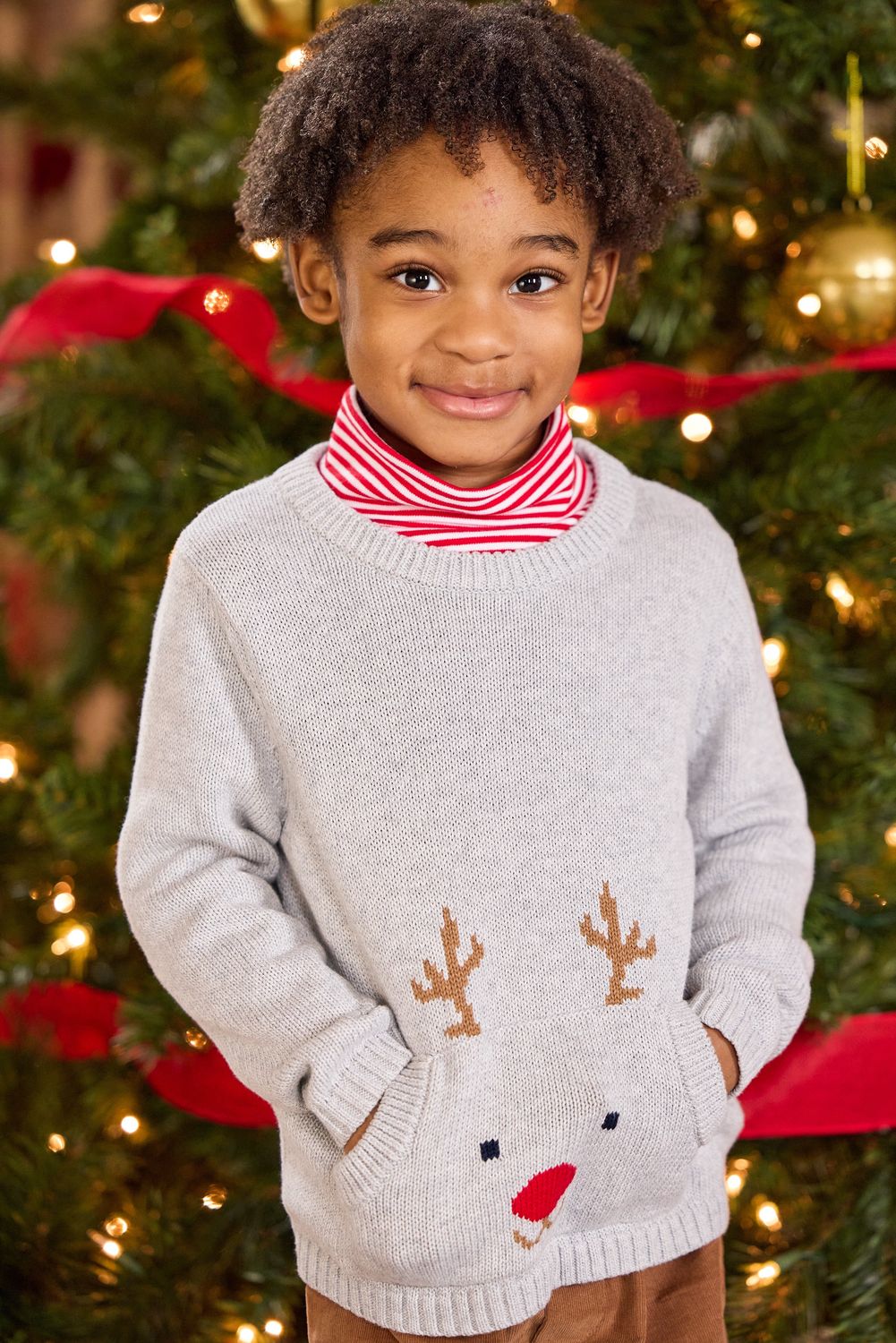 Pocket Intarsia Reindeer Sweater
