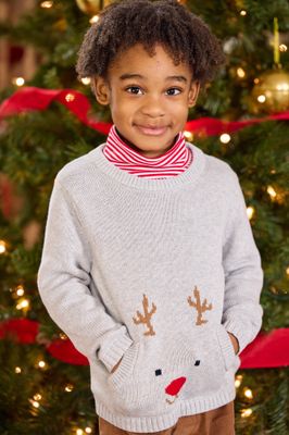 Pocket Intarsia Reindeer Sweater