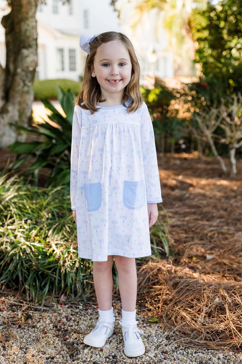 Blue Bow Knit Lennon Dress