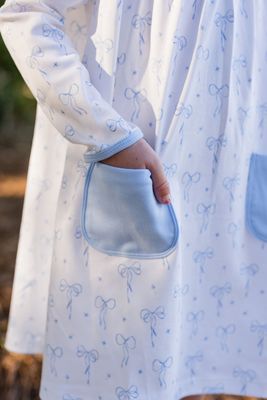 Blue Bow Knit Lennon Dress