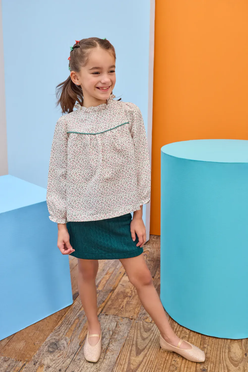 Emerald Cable Quilted Mini Skirt