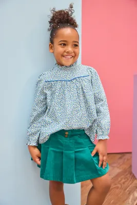 Peacock Velvet Pleated Skirt