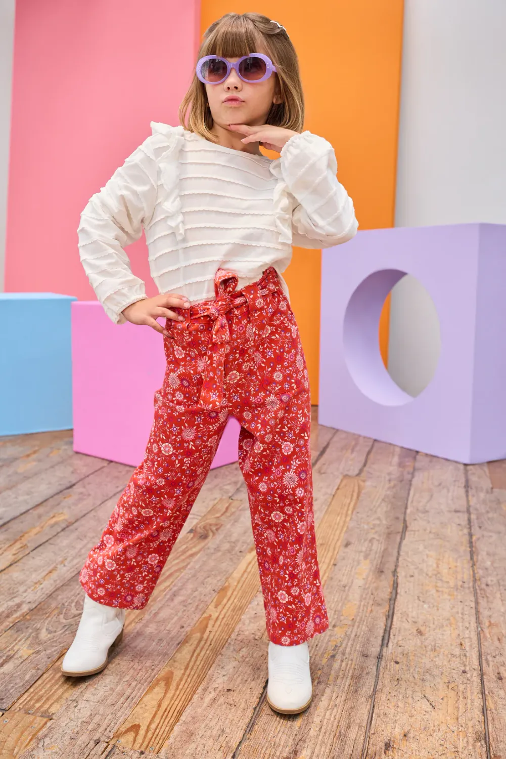 White Scallop Ruffle Blouse