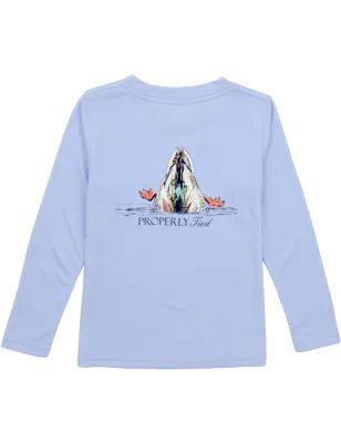 Diving Mallard Light Blue Performance LS Tee