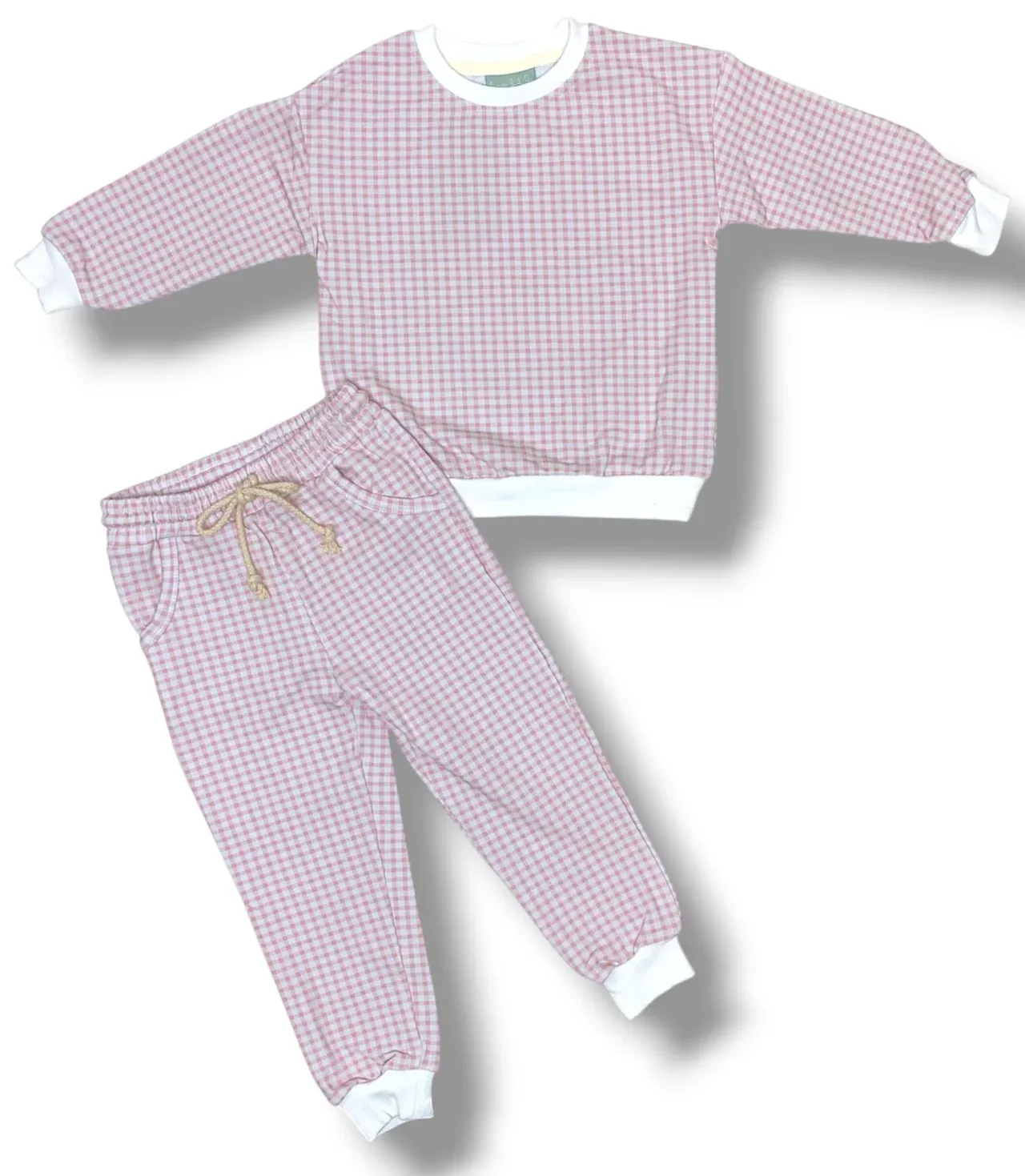 Pink Gingham Jogger Set