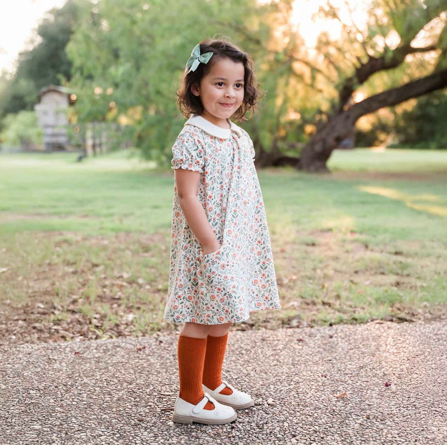 Fall Floral Twirl Pocket Dress