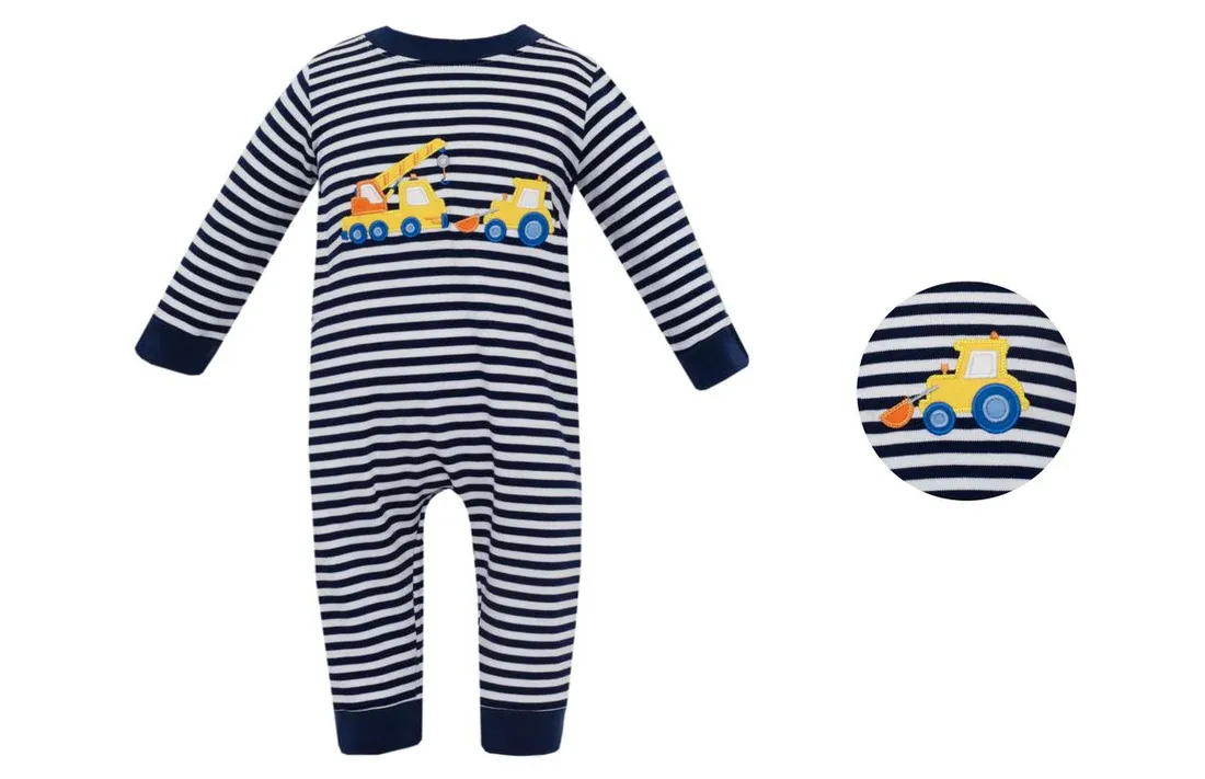 Crane Navy Stripe LS Romper