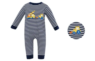 Crane Navy Stripe LS Romper