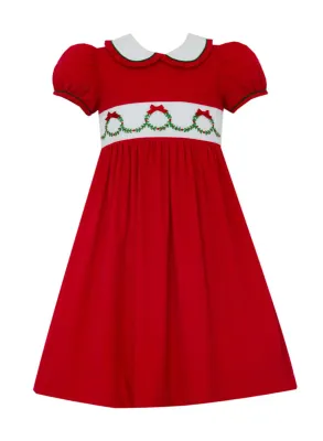 Holiday Wreath Red Corduroy Float Dress