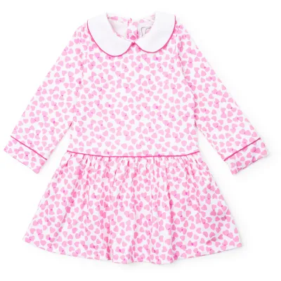 Lillian Dress Confetti Hearts Pink