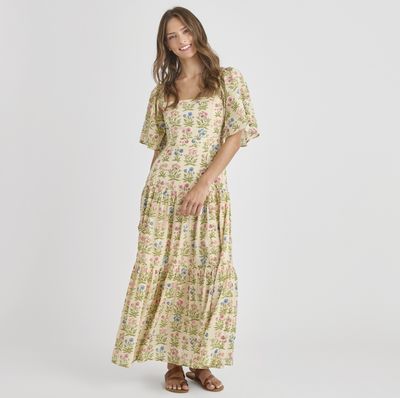 Marilyn Bell Sleeve Leafy Floral Dress