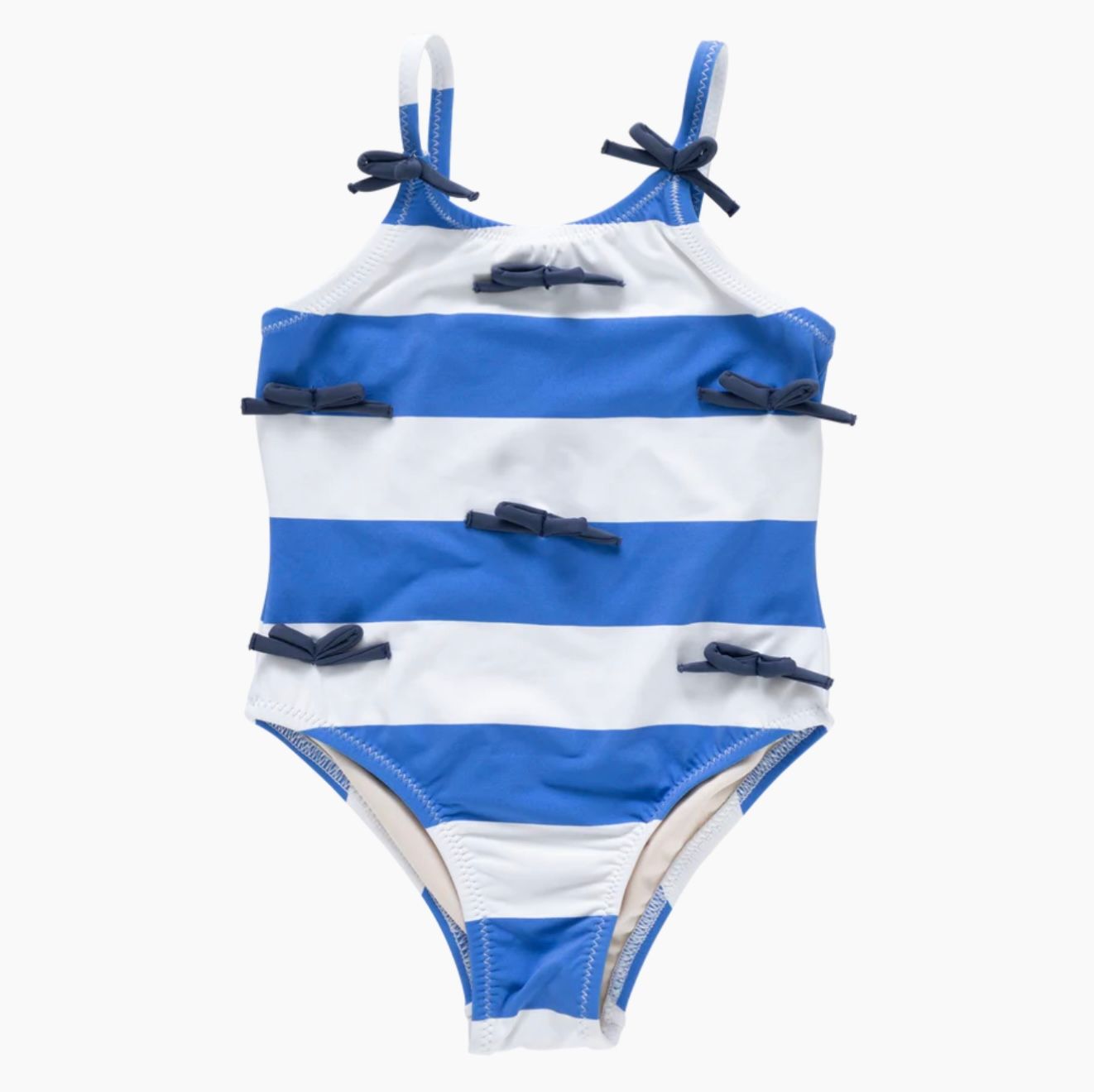 Lottie Bow Suit -Wide Blue Stripe