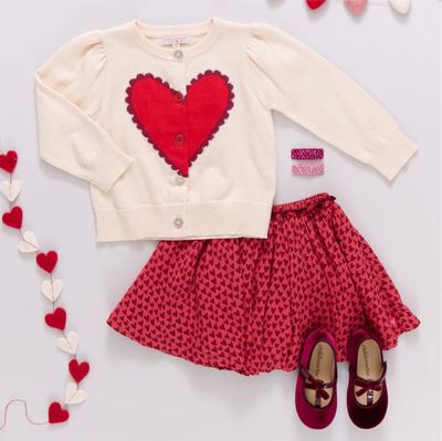 Gianna Red Mini Hearts Skirt