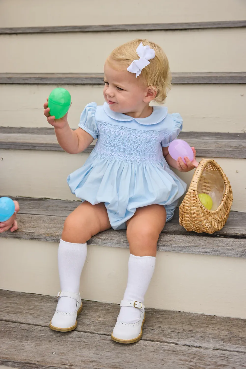 Light Blue/White Smocked Emery Bubble