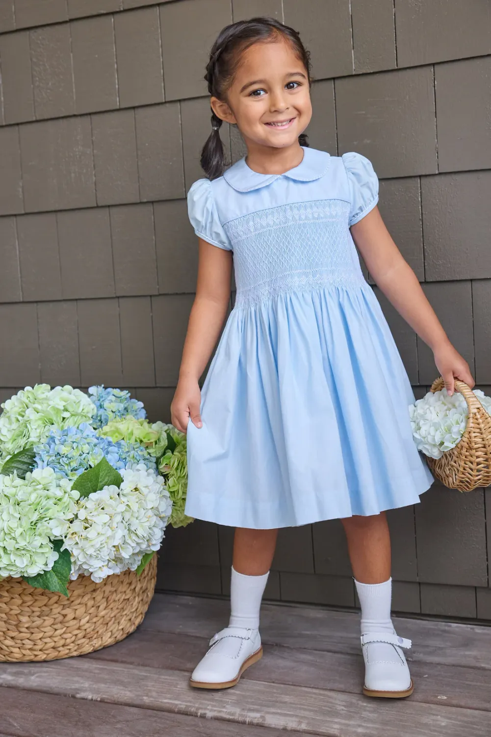 Light Blue/White Smocked Emery Dress