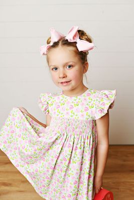 Pink Floral Smocked Dress
