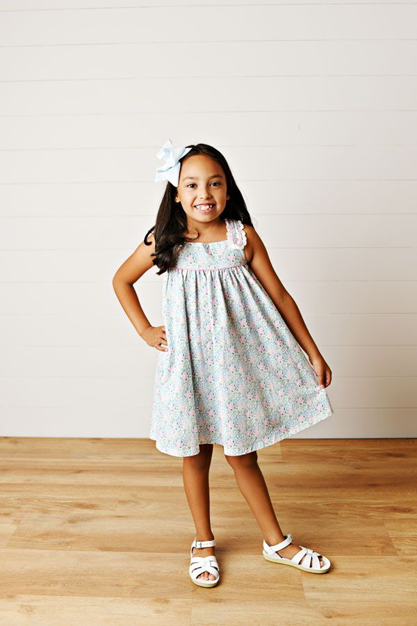 Pink/Blue Floral Eyelet Dress