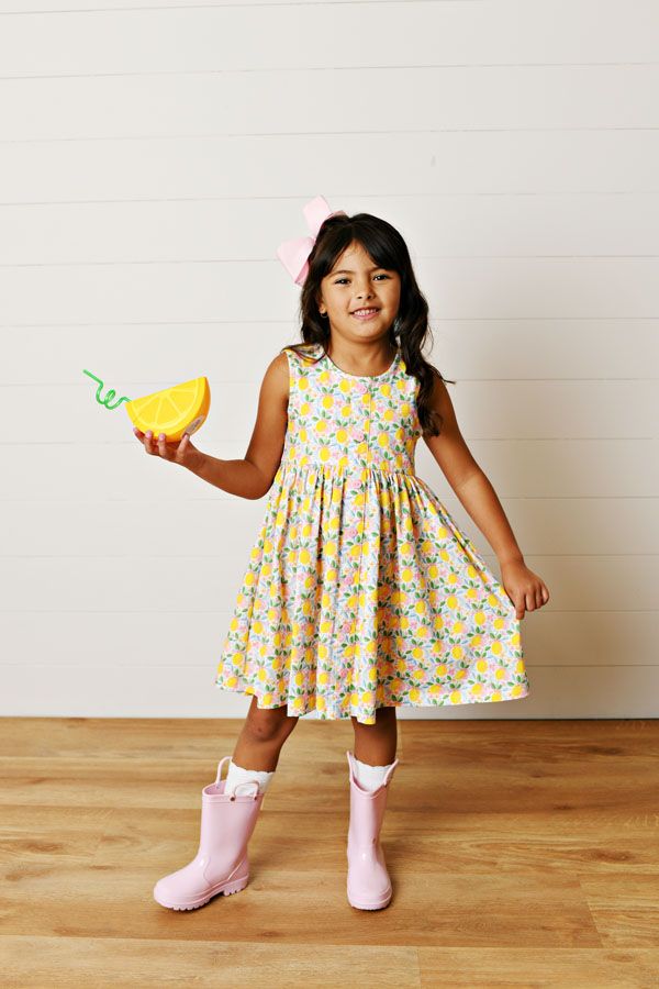 Pink/Yellow Lemon Prim Dress