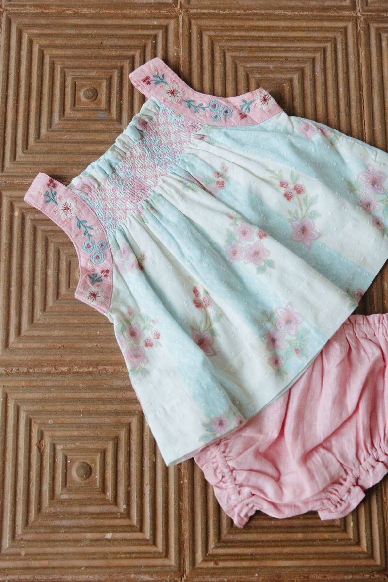 Baby Lauren Minty Stripe Romper