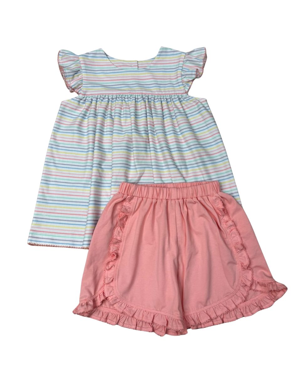 Pastel Penny Stripe Flutter Short Set