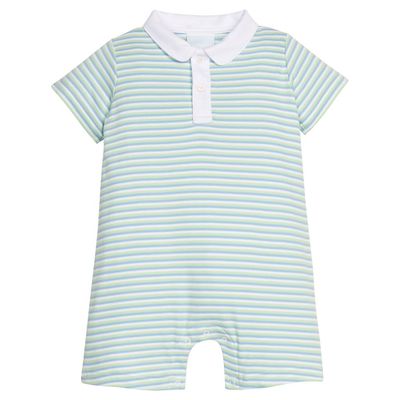 Peter Pan Polo Romper Greenview Stripe