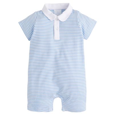 Peter Pan Polo Romper Light Blue Stripe