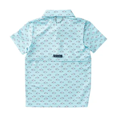 African Pompano Fish Print Perf Polo