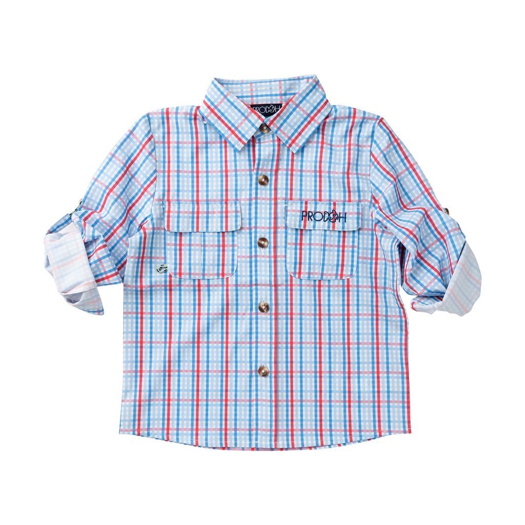 Red and Blue Plaid Fishing Shirt