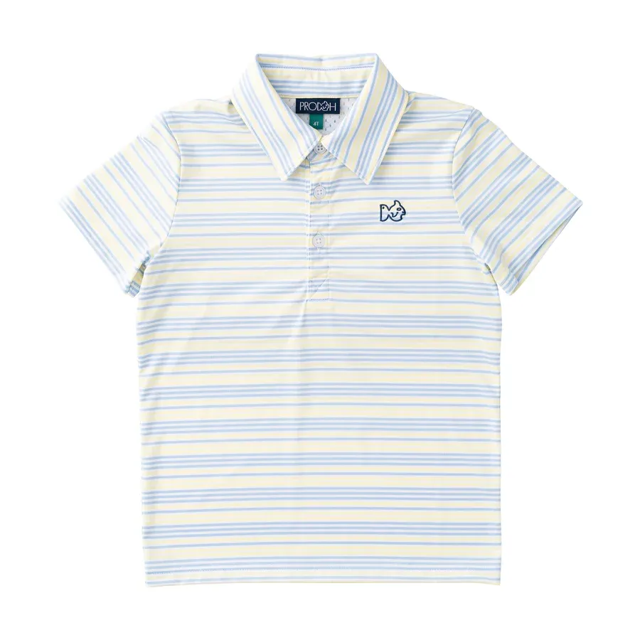 Yellow Pearl Windsurfer Stripe Perf Polo